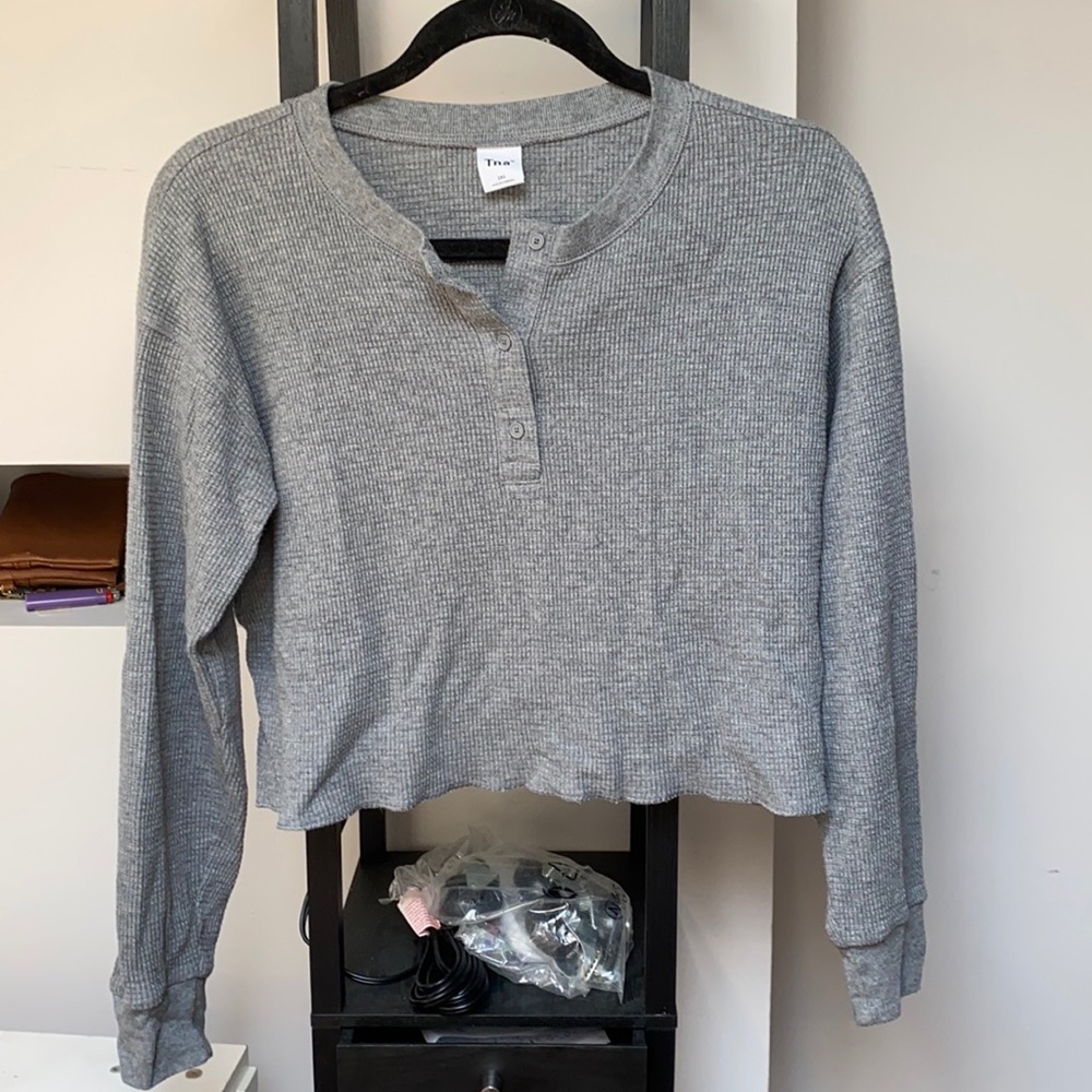 TNA by Aritzia Waffle Knit Cropped Henley